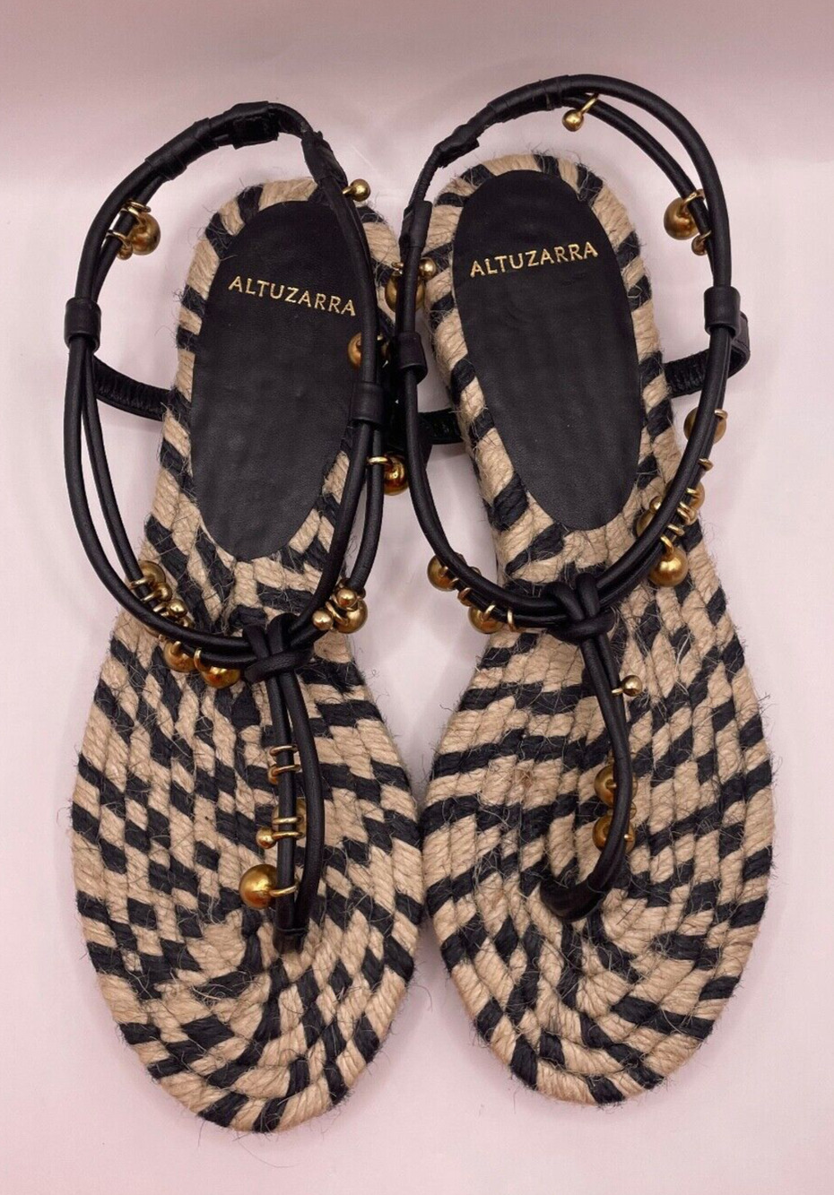 ALTUZARRA Made In Spain Beaded Espadrille Thong Sandals Size 35 (US 5)